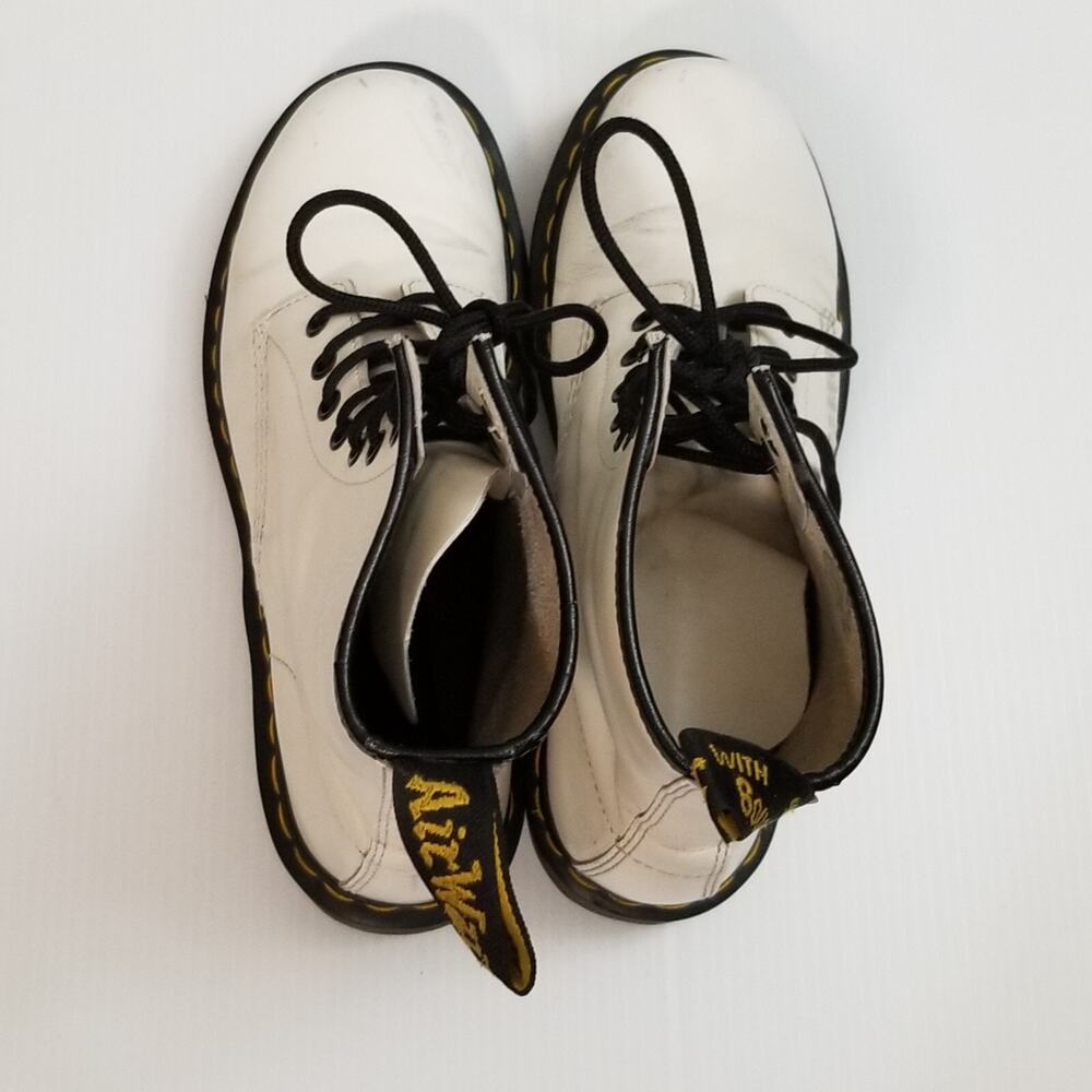 Dr Martens Leather Combat Boot White Women Sz 8 Doc AirWair 11821 Oil Resistant - Picture 7 of 15